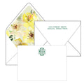 yellow florals and green monogram personalized stationery by the essential market