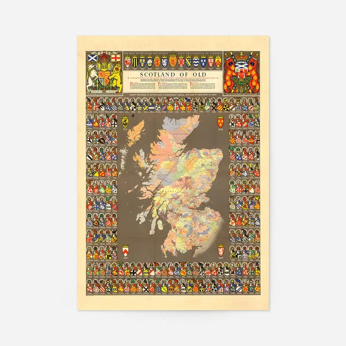 1975 Map of Scotland of Old, unframed
