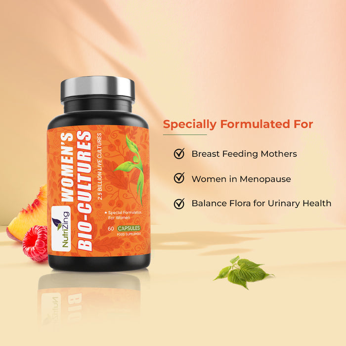 Advanced Probiotics | The Live Cultures for Women| 2.5 Billion CFUs per serving - 60 Capsules | Vegan & No Dairy | Made in UK by NutriZing