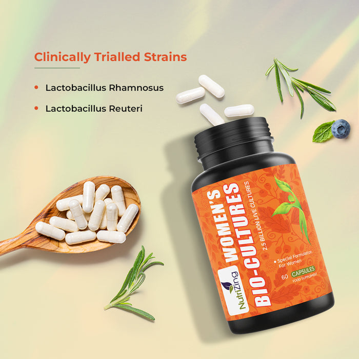 Advanced Probiotics | The Live Cultures for Women| 2.5 Billion CFUs per serving - 60 Capsules | Vegan & No Dairy | Made in UK by NutriZing