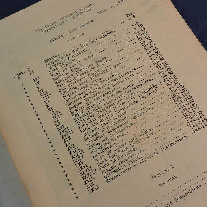 Aircraft Instruments Technical Instructions, Air Corps Technical School, 1939