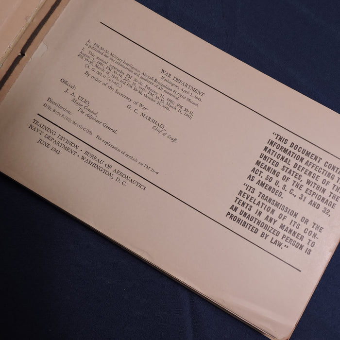 Aircraft Recognition Manual FM30-30 War Department 1943