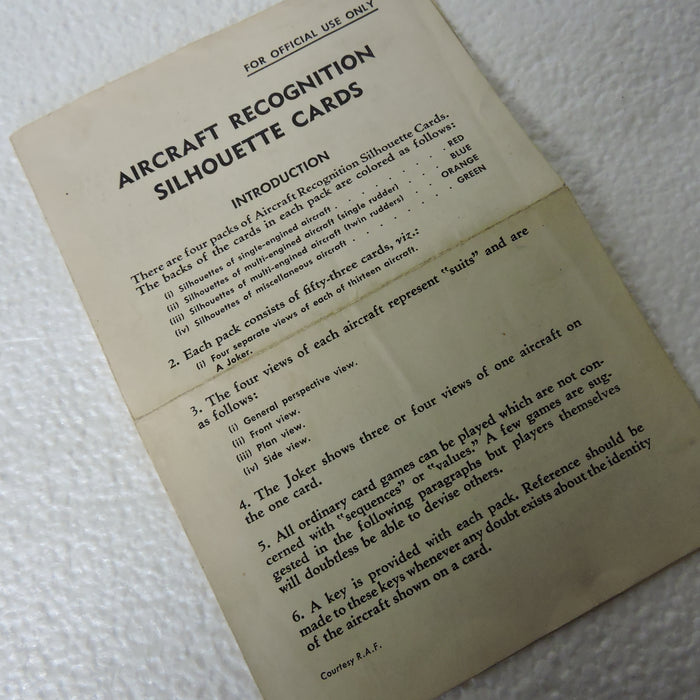 Aircraft Recognition Silhouette Cards, US Naval Aviation Training Division 1942