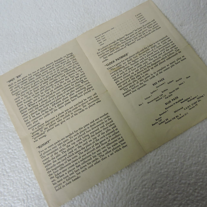 Aircraft Recognition Silhouette Cards, US Naval Aviation Training Division 1942