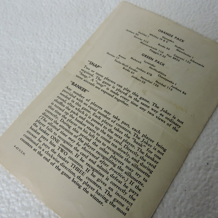 Aircraft Recognition Silhouette Cards, US Naval Aviation Training Division 1942