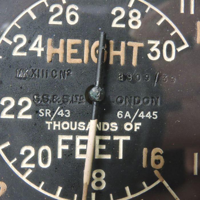 Altimeter, Mk XIIIC, 30,000ft, British Royal Air Force Ref 6A/445