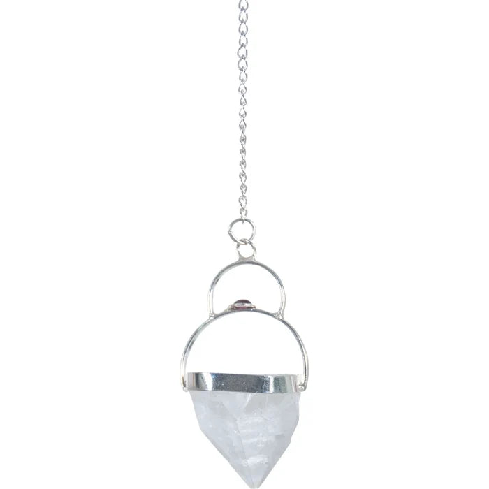 Apophyllite Pendulum with Garnet Accent Stone