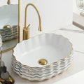Art Vanity Washbasin White & Gold - Imported Designer Basin Pakistan - Aqua Bath