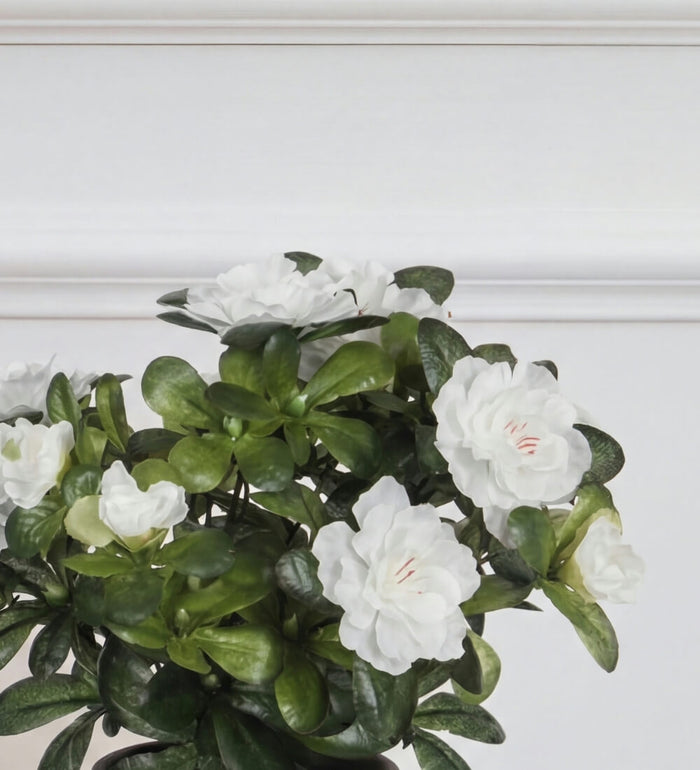 Artificial Azalea & Grey Pot