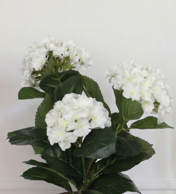 Artificial Hydrangea & Grey Pot