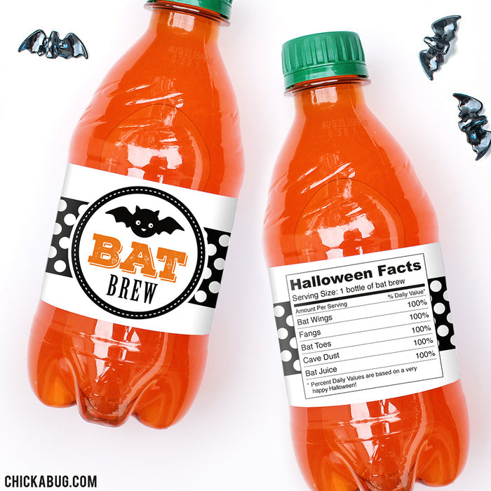 "Bat Brew" Halloween Drink Labels
