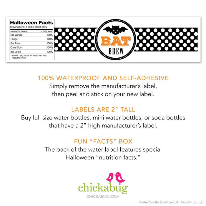 "Bat Brew" Halloween Drink Labels