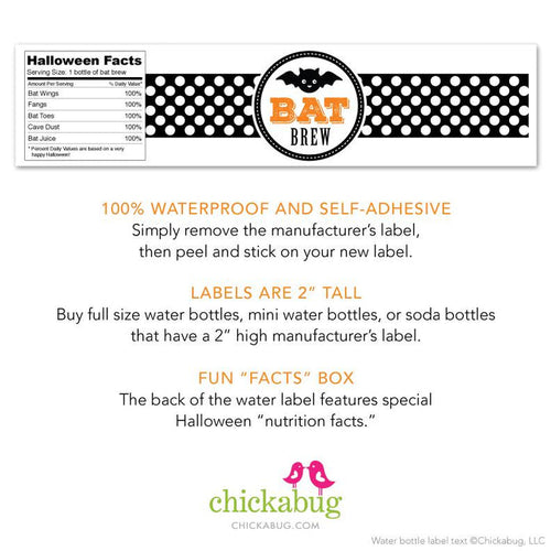 "Bat Brew" Halloween Drink Labels