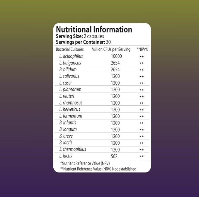 BioCultures Complex - 16 Live Strains with 30 Billion CFU/Serving for Digestive Wellbeing | With Lactobacillus Acidophilus and Bifidobacterium | Made in UK by Nutrizing