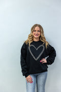 Black Puff Heart Sweatshirts
