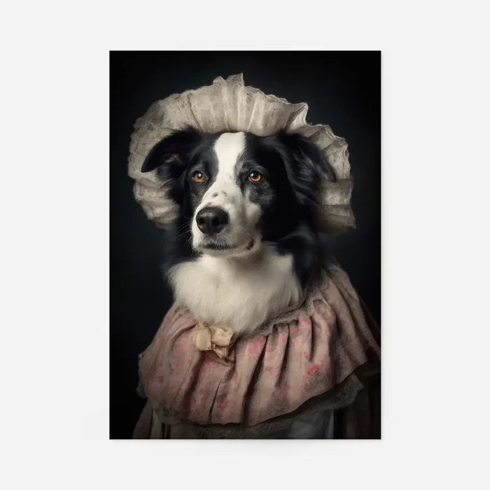 Border Collie Dog Portrait Print, quirky altered art print, unframed