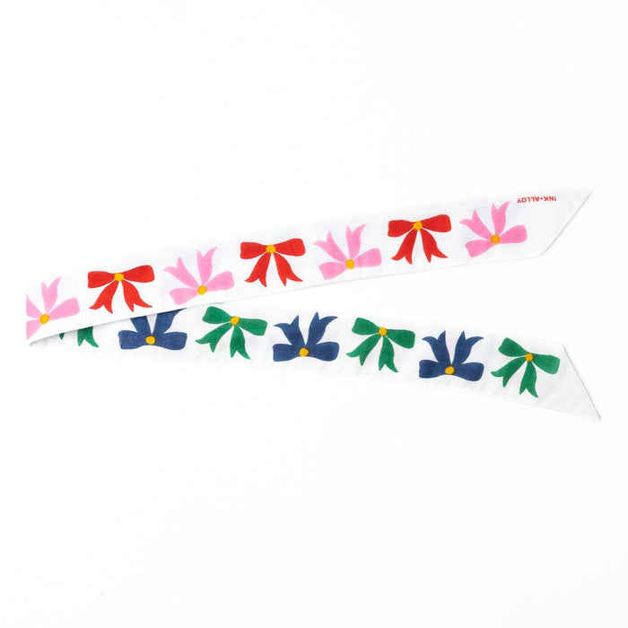 Camile Skinny Scarf -Bow Print