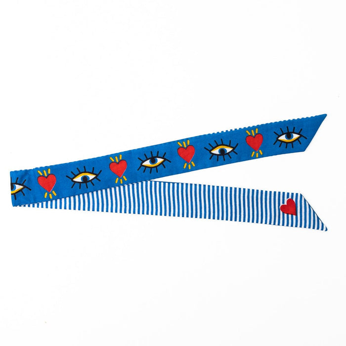 Camile Skinny Scarf -Evil Eye Print