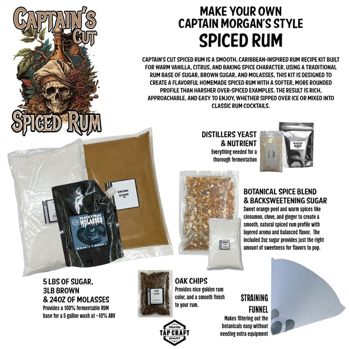 CAPTAIN'S CUT Spiced Rum Fermentation Kit, 5 Gallon