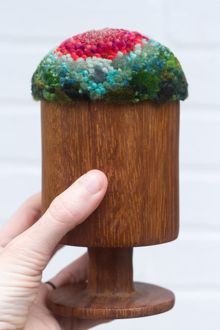 Chunky Teak Goblet "Float" Puff | Berry + Green