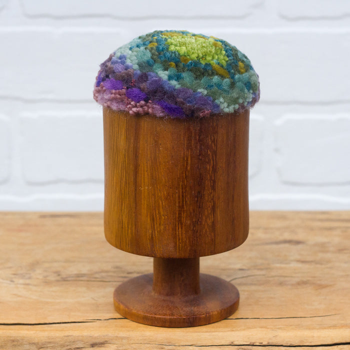 Chunky Teak Goblet "Float" Puff | Green + Purple