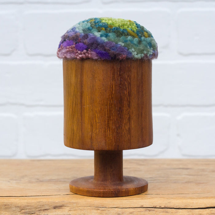 Chunky Teak Goblet "Float" Puff | Green + Purple