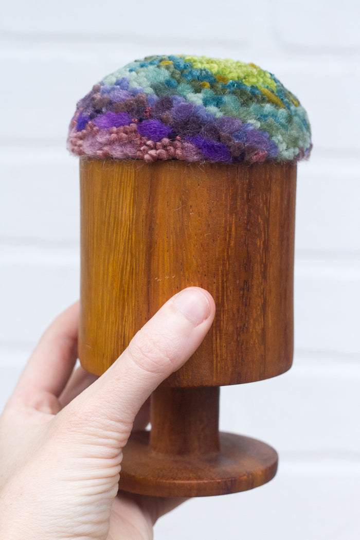 Chunky Teak Goblet "Float" Puff | Green + Purple