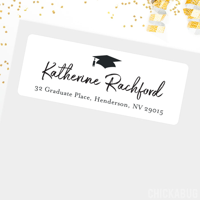 Classic Black Script and Cap Graduation Address Labels