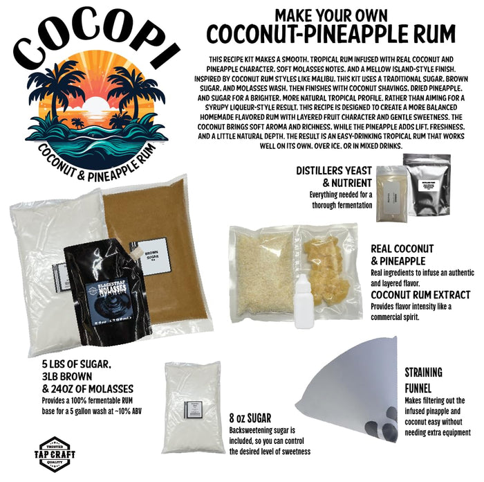 COCO-PI Coconut Pineapple Rum Recipe Kit, 5 Gallon