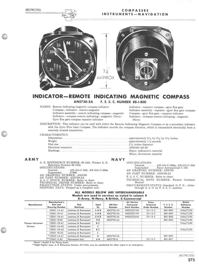 Compass, Remote Indicating AN-5730-2A