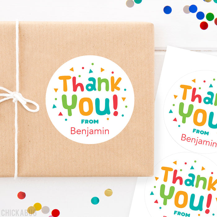 Confetti "Thank You" Stickers