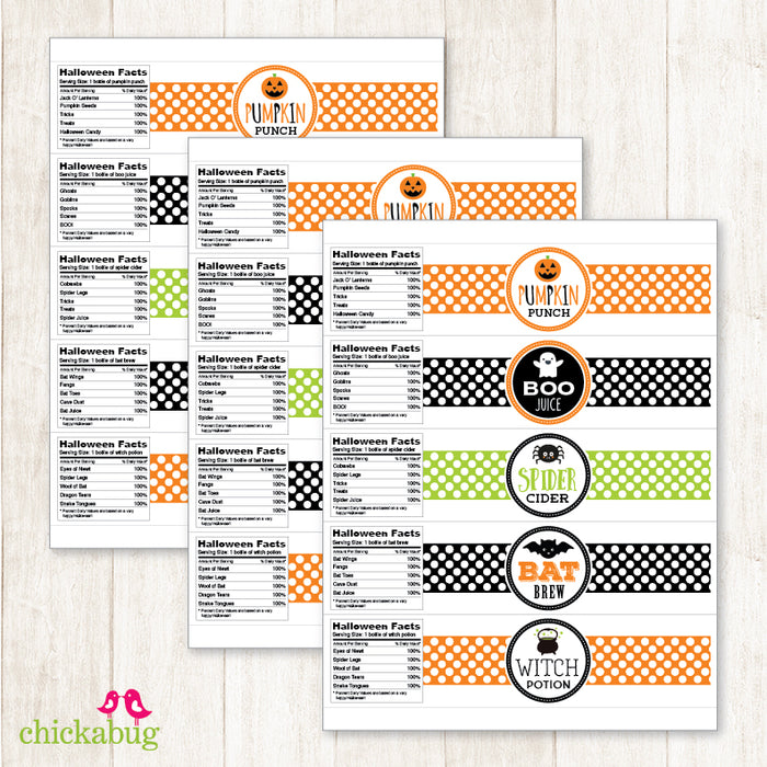 Cute Halloween Drink Labels - Mixed Set!