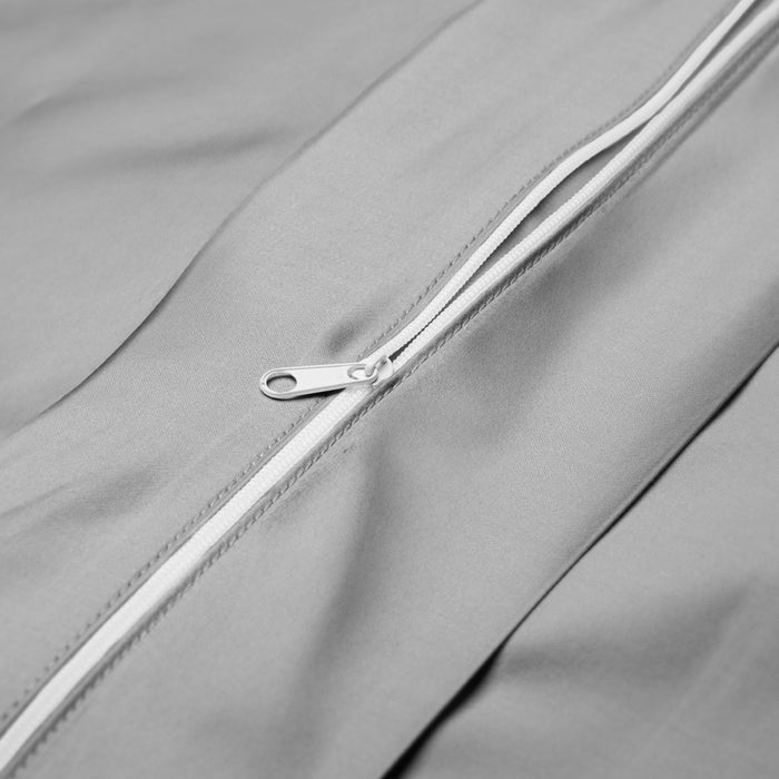 Close-up of the Eco Deluxe Bed Linens Duvet Cover in gray