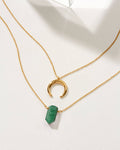 Emerald + Golden Moon Necklace Set