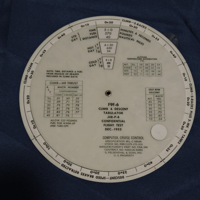 F9F-6 Panther Fighter Cruise Control / Rest / Climb-Descent Combination Computer 1950s