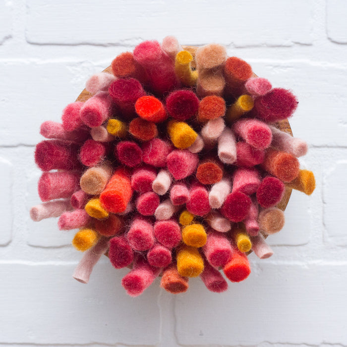 Felted Puff in Vintage Frame | Guava