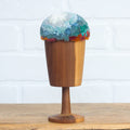 "Float" Puff in Vintage Teak Frame | Mountain Top