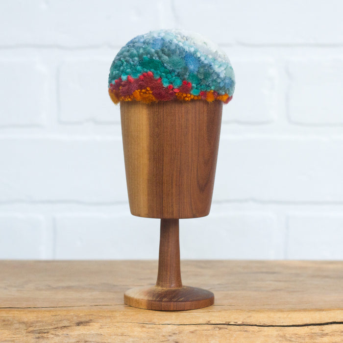"Float" Puff in Vintage Teak Frame | Mountain Top