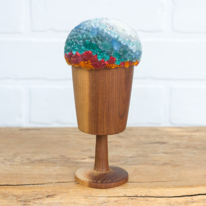 "Float" Puff in Vintage Teak Frame | Mountain Top