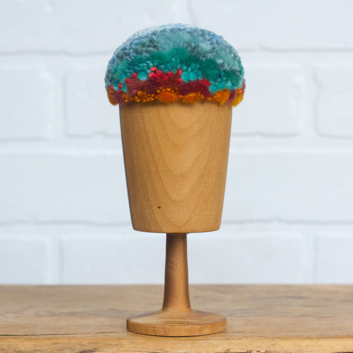 "Float" Puff in Vintage Teak Frame | Mountain Top