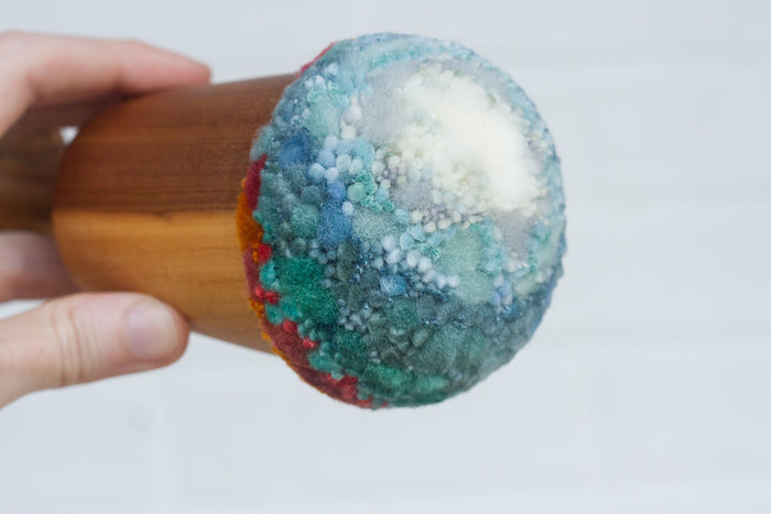 "Float" Puff in Vintage Teak Frame | Mountain Top