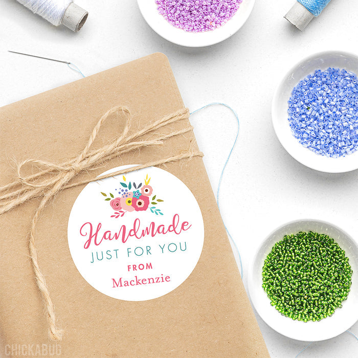 Floral Handmade Just For You Stickers