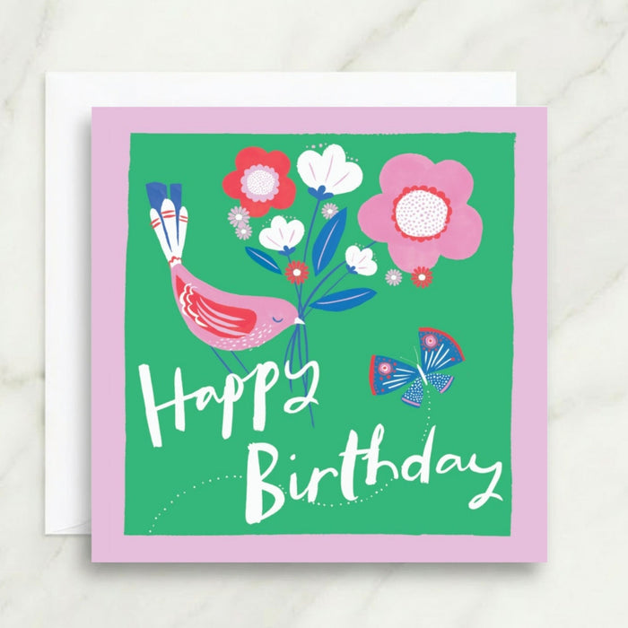 Floral Happy Birthday Card