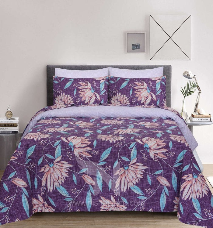 Floral Reversible Cotton Quilt Cover Set 6 Pcs Designs 195 - Nishat Creative Store