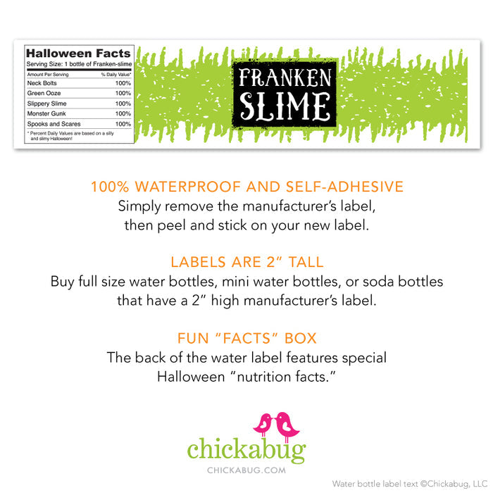 "Franken Slime" Halloween Drink Labels