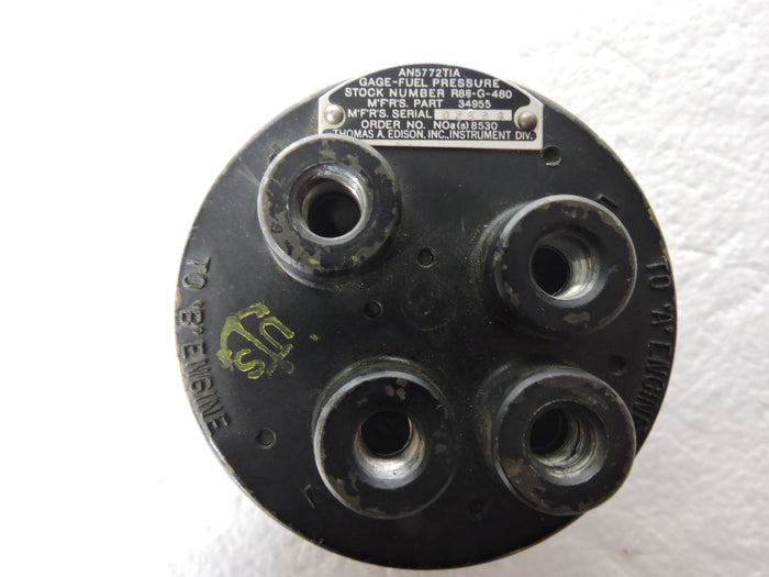 Fuel Pressure Indicator, Dual Engine, 0-25 PSI, AN-5772TIA US Navy