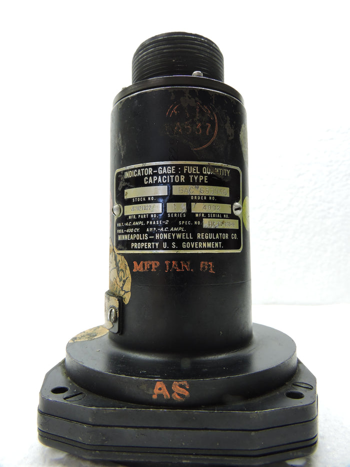 Fuel Quantity Indicator, B-47B Center Main Tank, Minneapolis-Honeywell JG7021A22