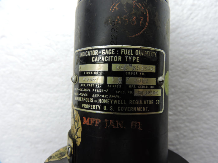 Fuel Quantity Indicator, B-47B Center Main Tank, Minneapolis-Honeywell JG7021A22