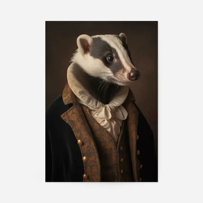 Gentleman Badger Animal Portrait 21x30cm Clearance Print, unframed