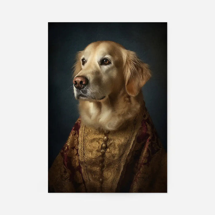 Golden Retriever Dog Portrait Print, quirky altered art print, unframed